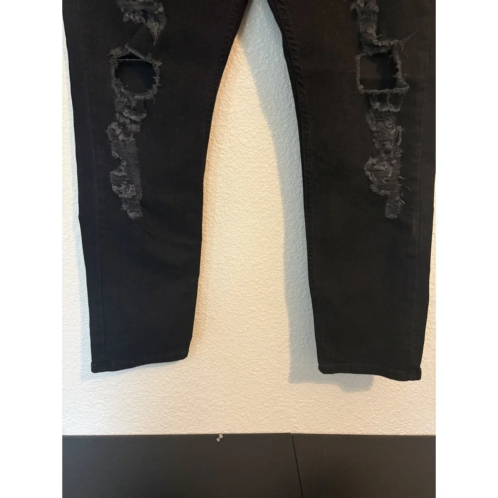 Levis 512 Jeans Mens 38x30 Black Distressed Stretch Denim